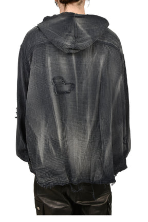 HOODED SHIRT / WASHED BLACK