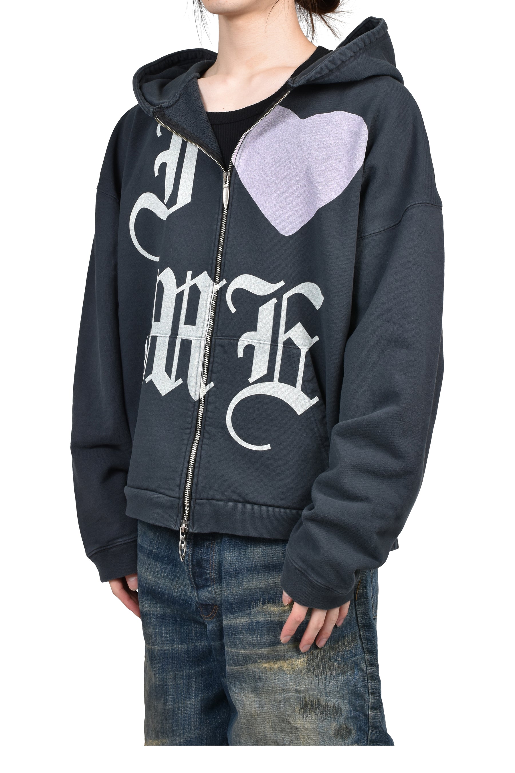 LOVE ME ZIP HOODIE / BLK