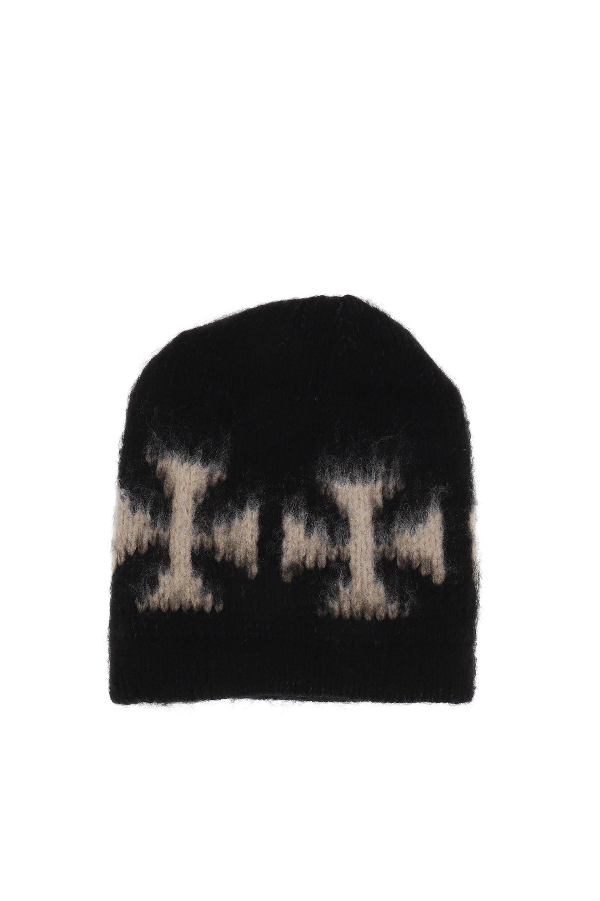 BRUSHED CROSS BEANIE / BLK/ECRU