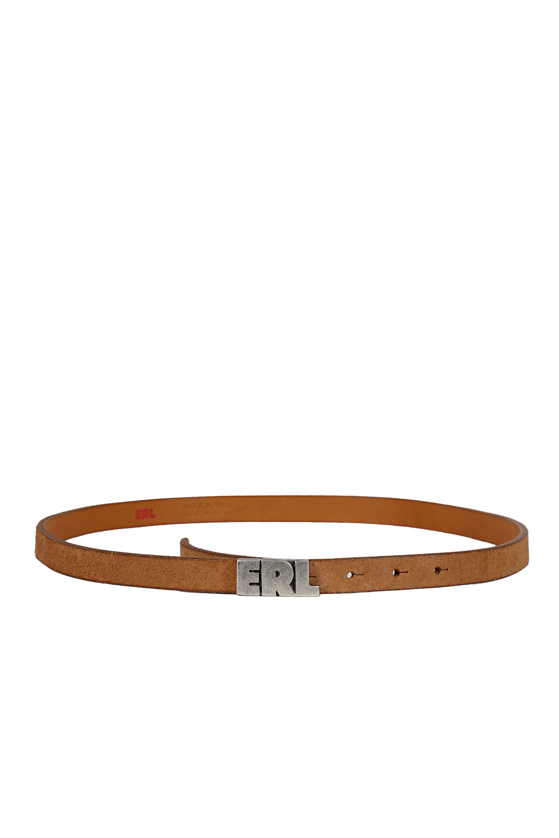 ERL LOGO SKINNY LEATHER BELT / TANNED