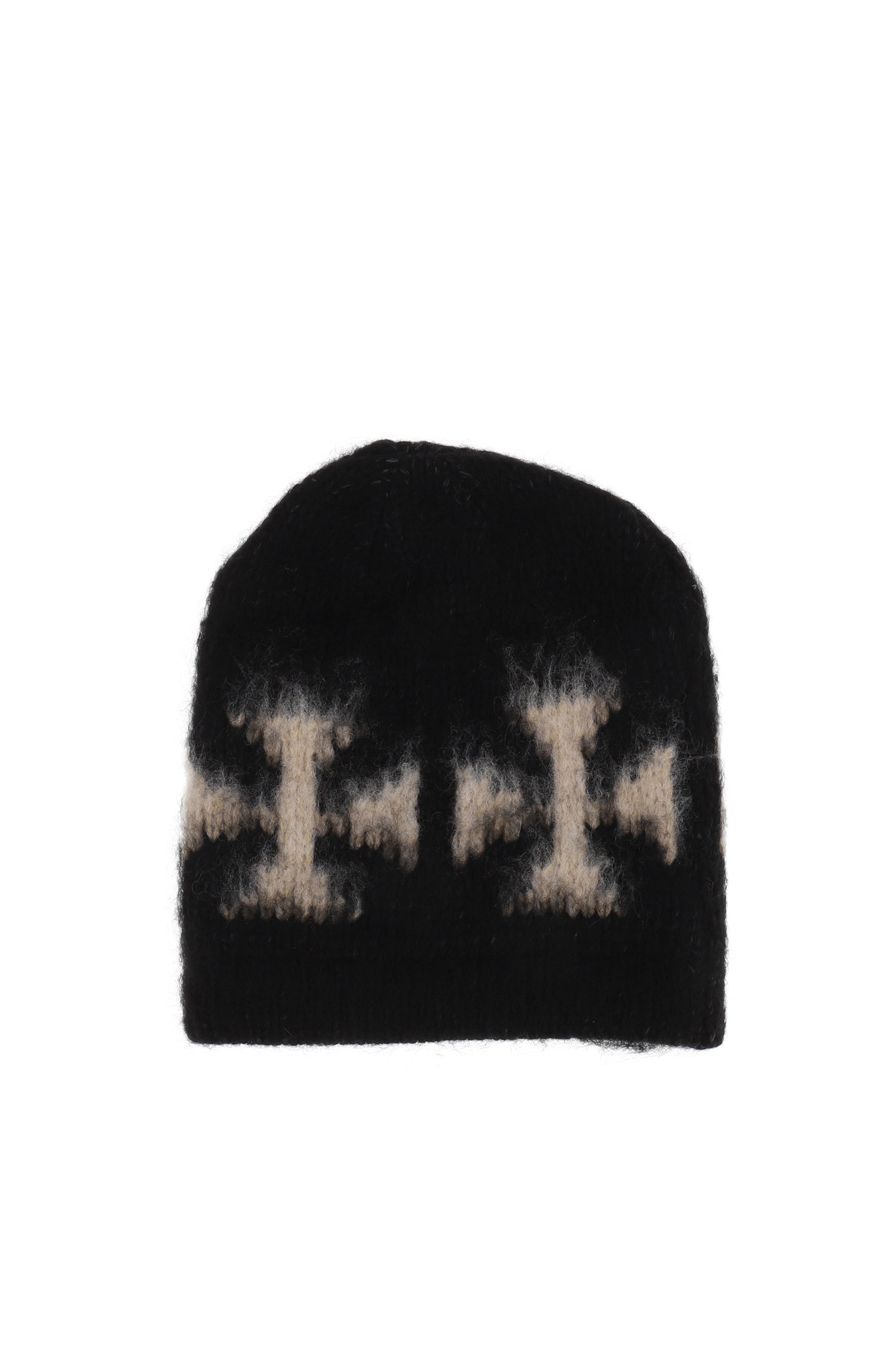 BRUSHED CROSS BEANIE / BLK/ECRU