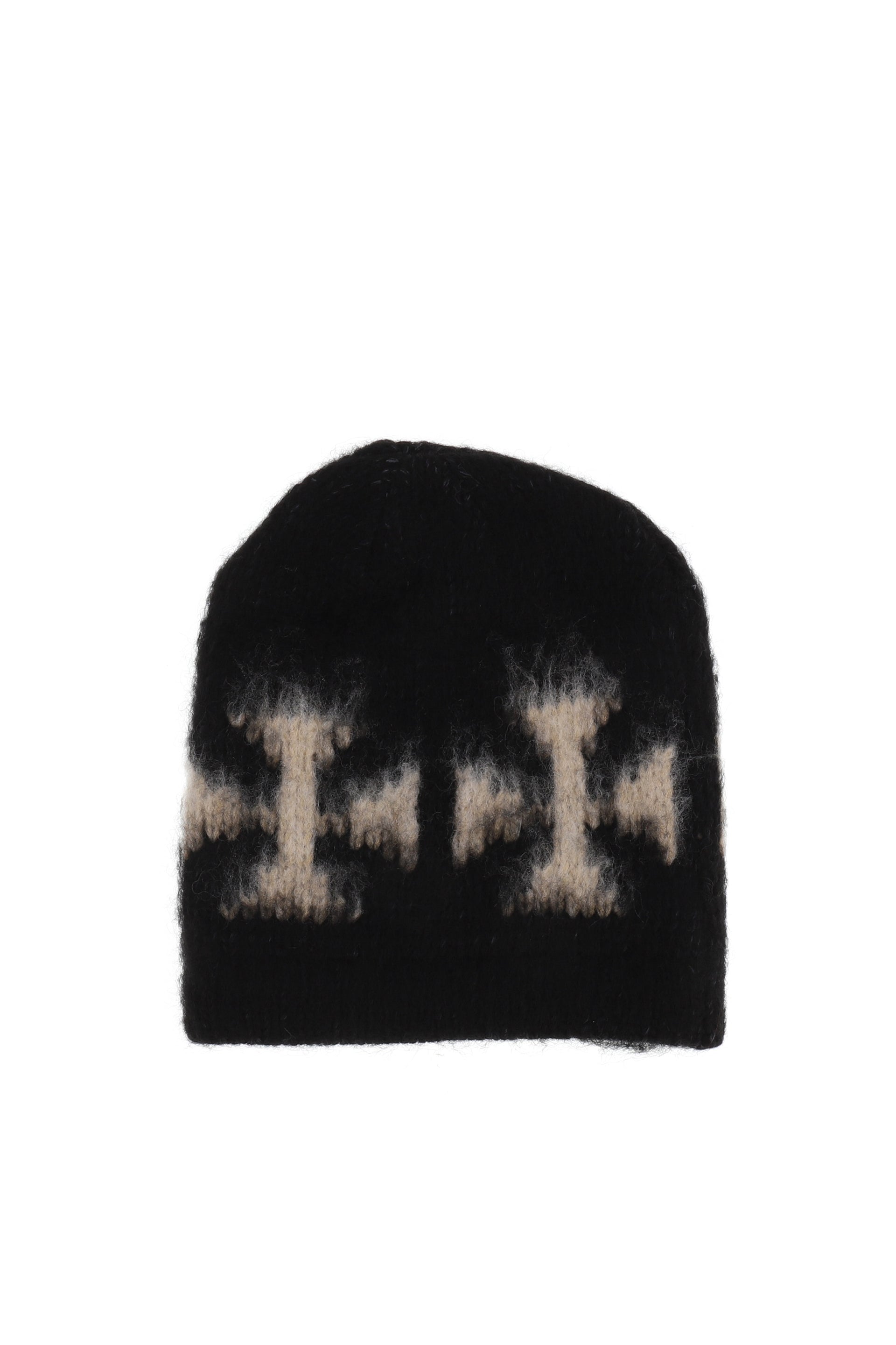 BRUSHED CROSS BEANIE / BLK/ECRU