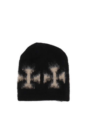 BRUSHED CROSS BEANIE / BLK/ECRU