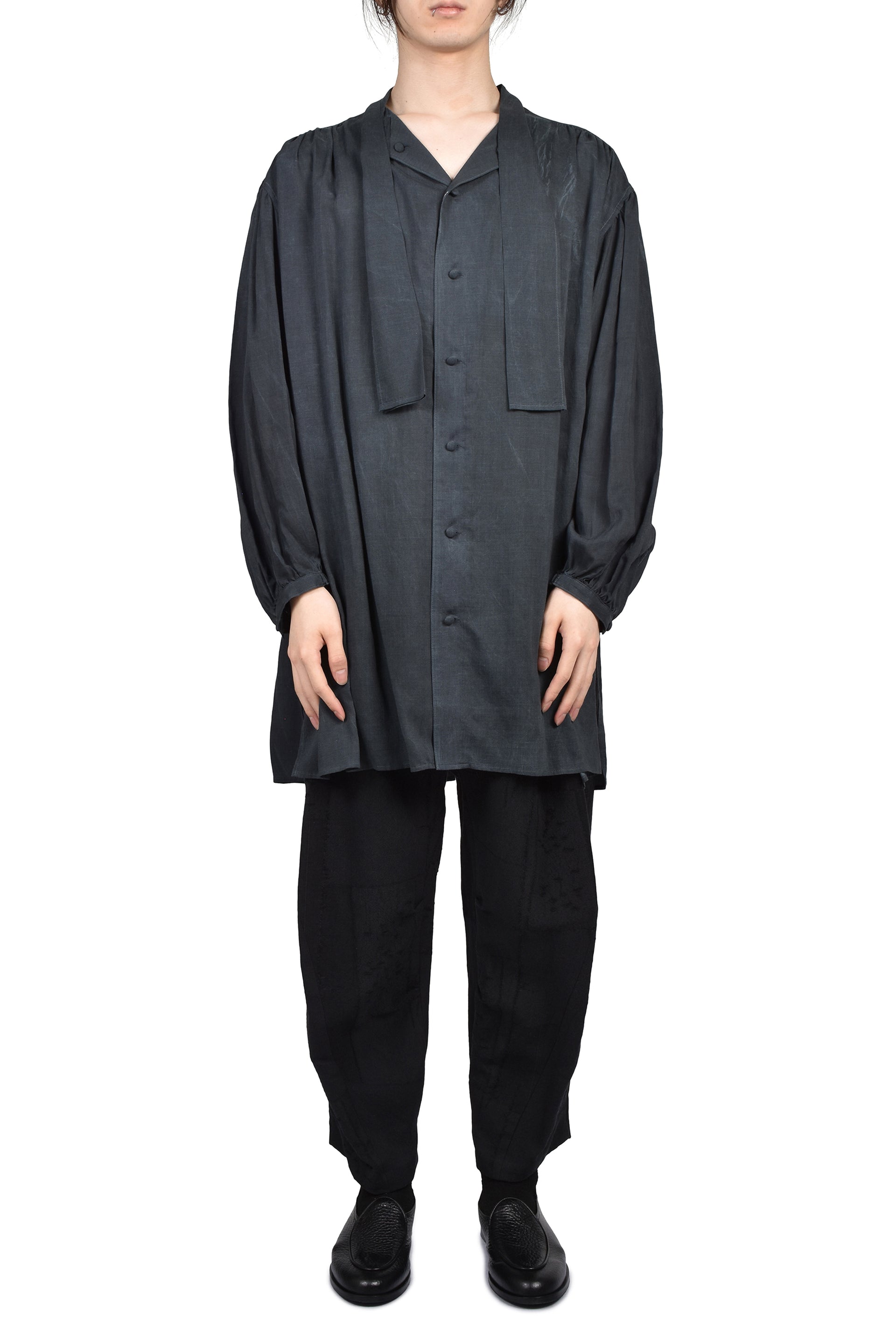 STOLE GATHER SHIRT / BLK