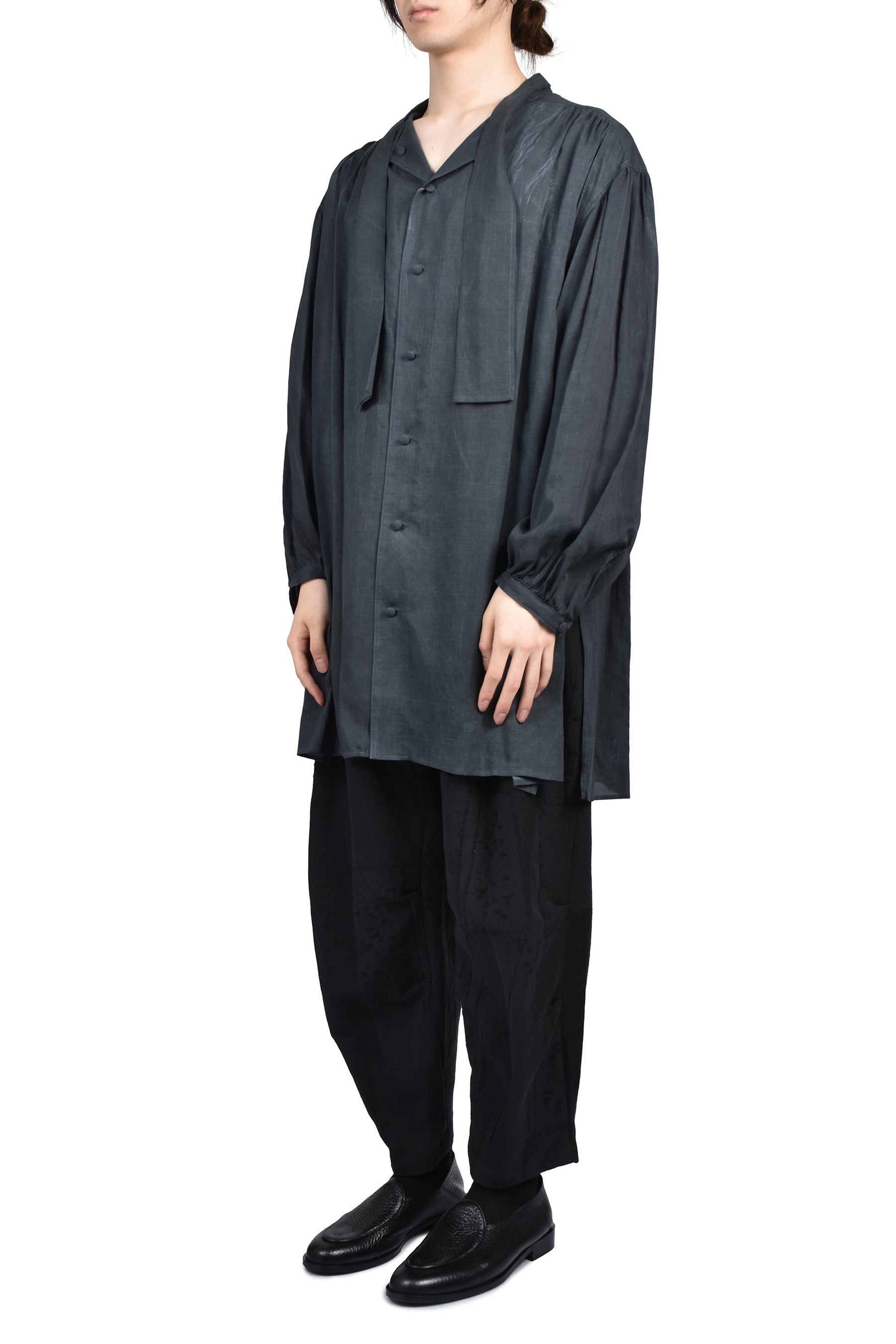 STOLE GATHER SHIRT / BLK