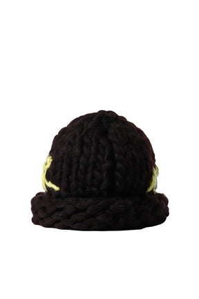 HAND KNIT CHUNKY KNIT BEANIE / BRWN