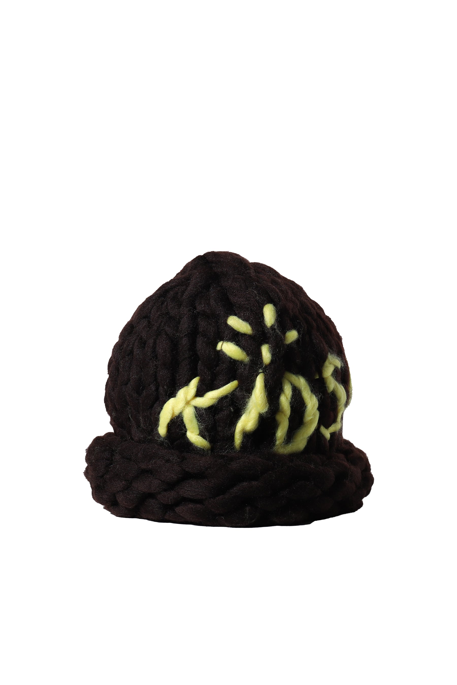 HAND KNIT CHUNKY KNIT BEANIE / BRWN