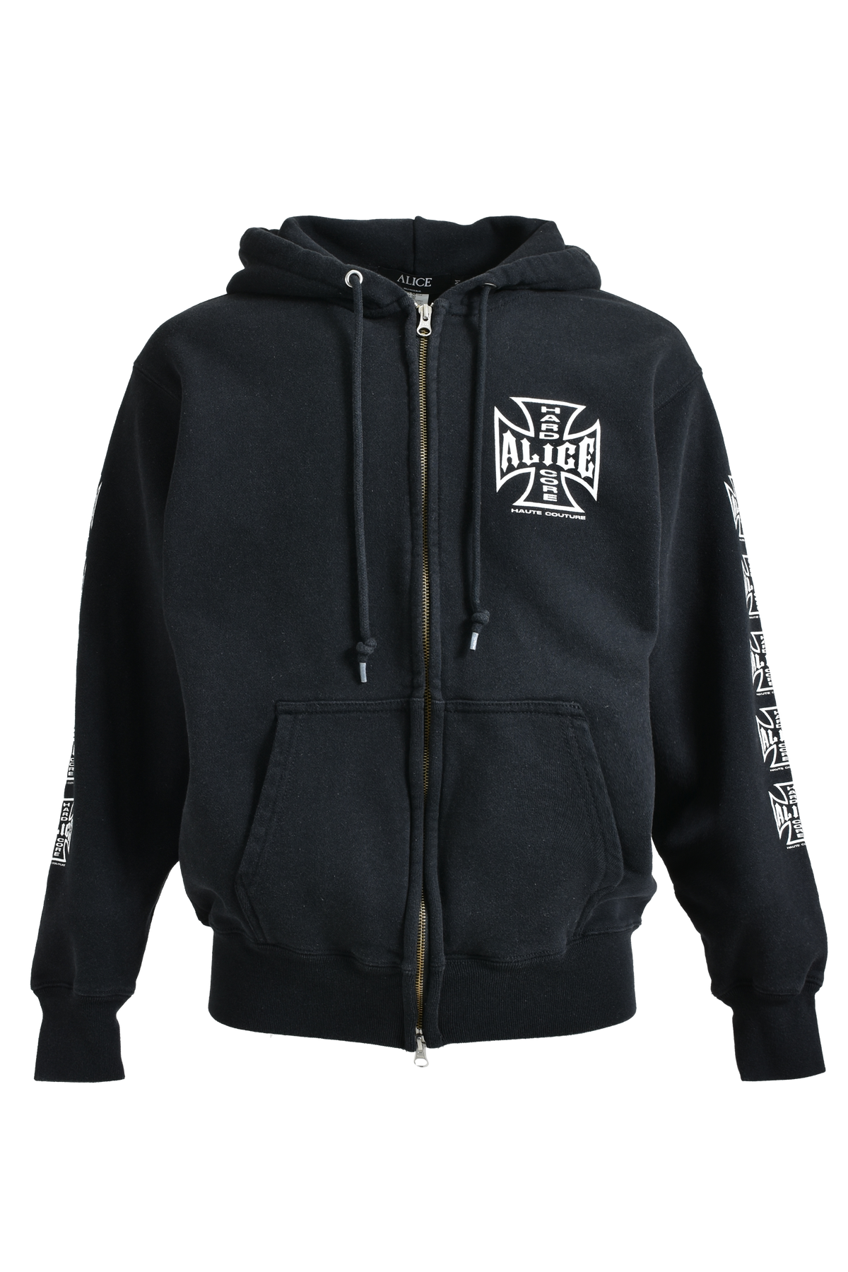 DESTROYED CHOPPER FULL ZIP HOODIE / BLK WHT