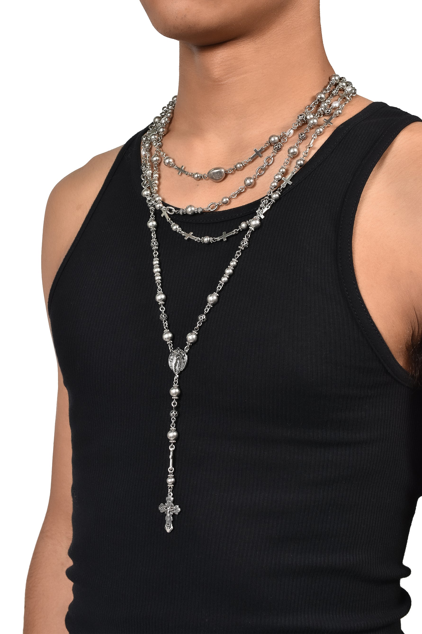 CROSS NECKLACE / BLK