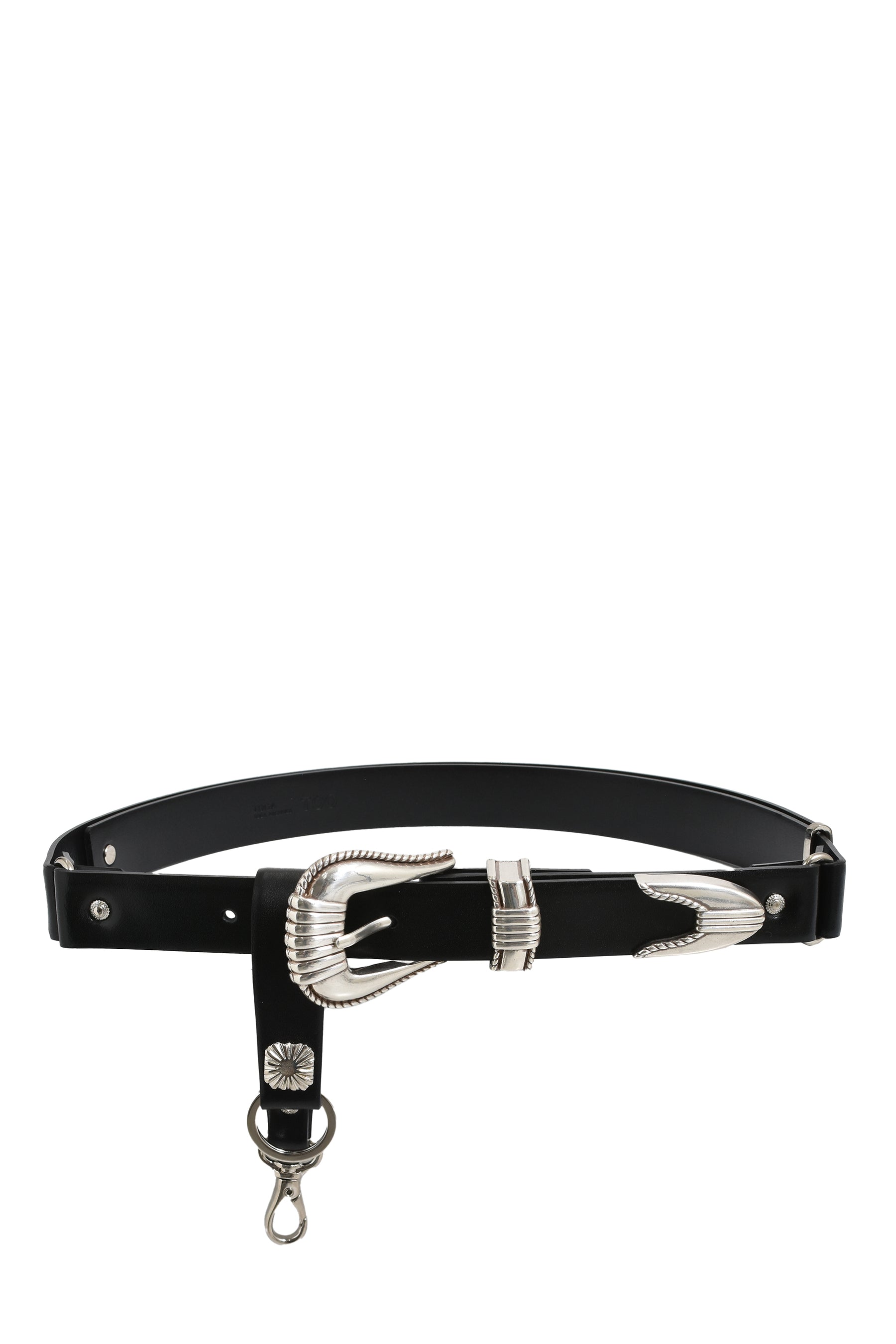 METAL BUCKLE BELT WITH KEY RING / BLK