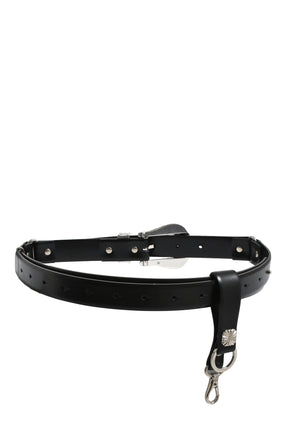 METAL BUCKLE BELT WITH KEY RING / BLK