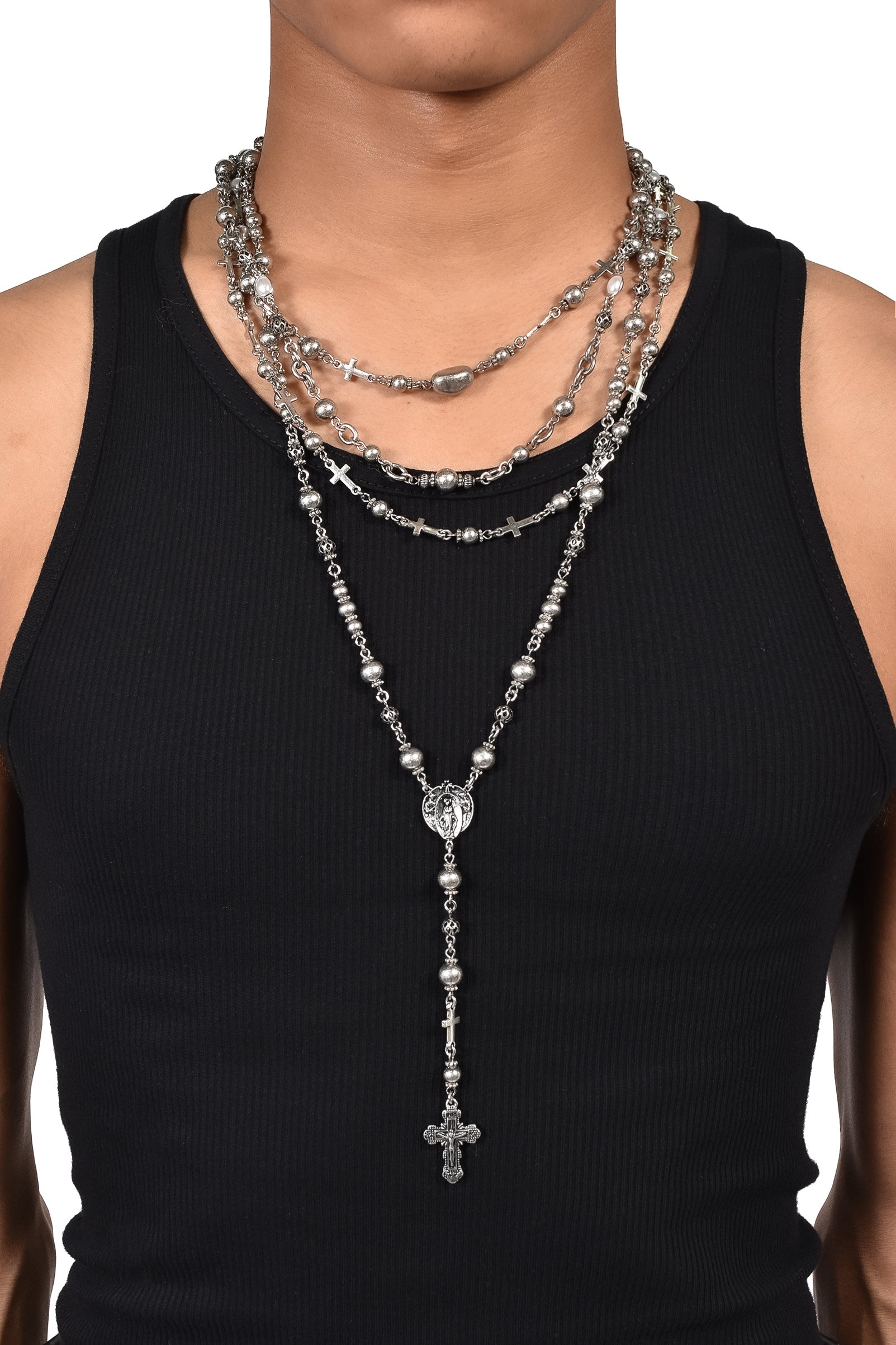 CROSS NECKLACE / BLK