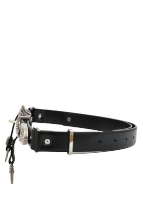 METAL BUCKLE BELT WITH KEY RING / BLK