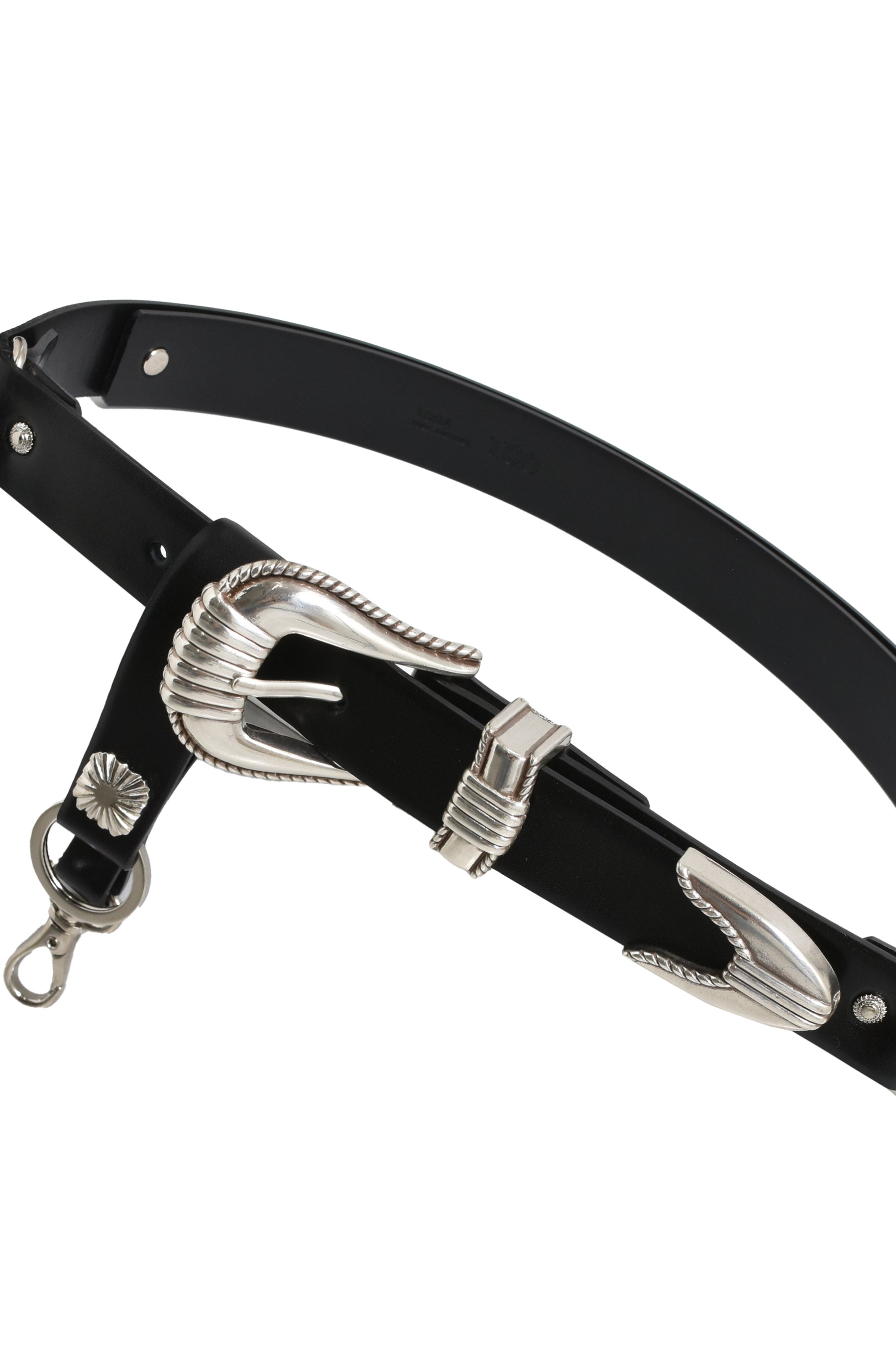 METAL BUCKLE BELT WITH KEY RING / BLK