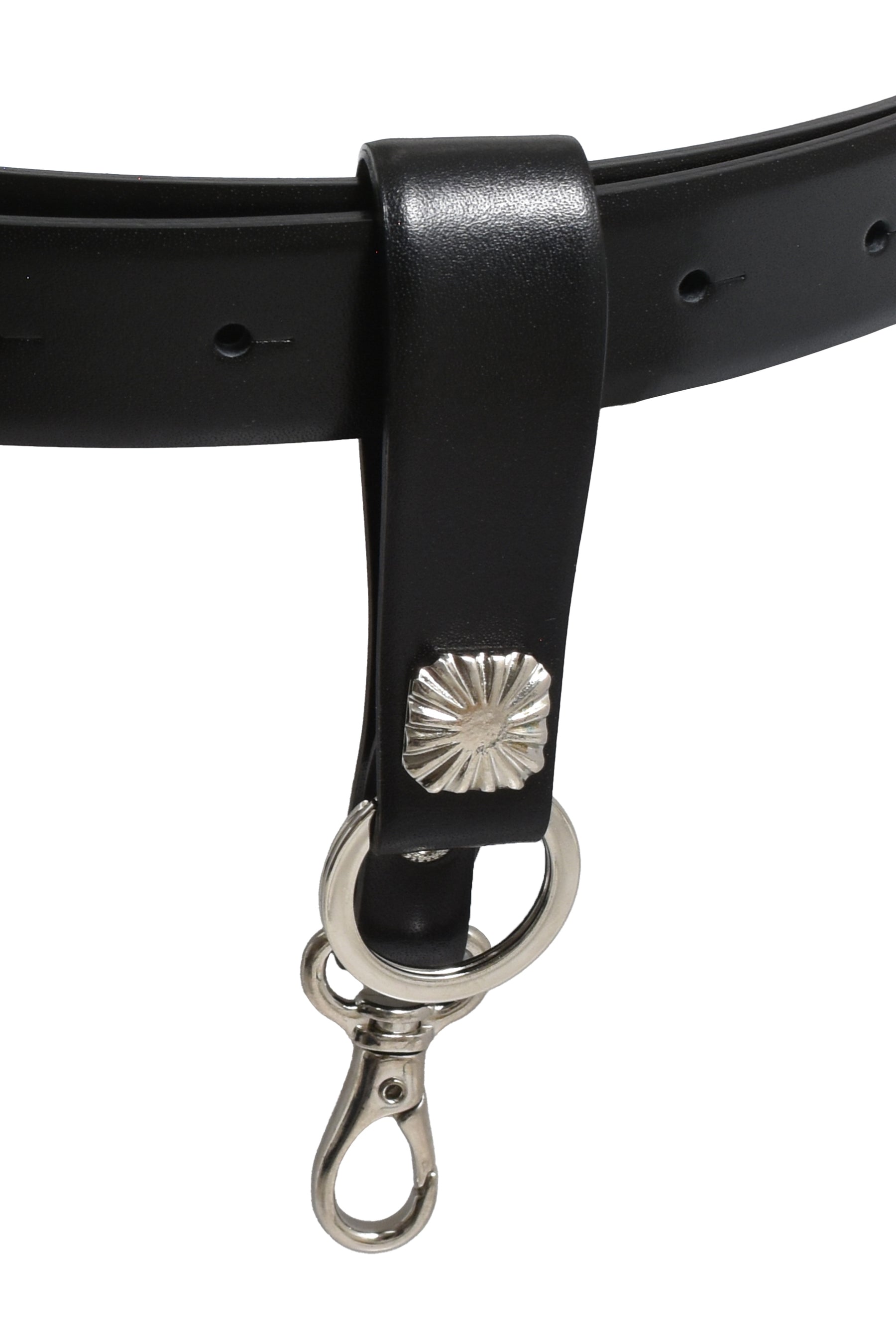 METAL BUCKLE BELT WITH KEY RING / BLK