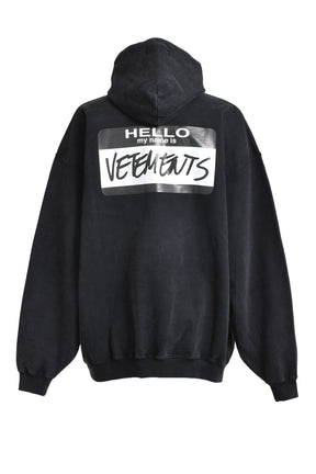 HELLO MY NAME IS VETEMENTS HOODIE / BLK