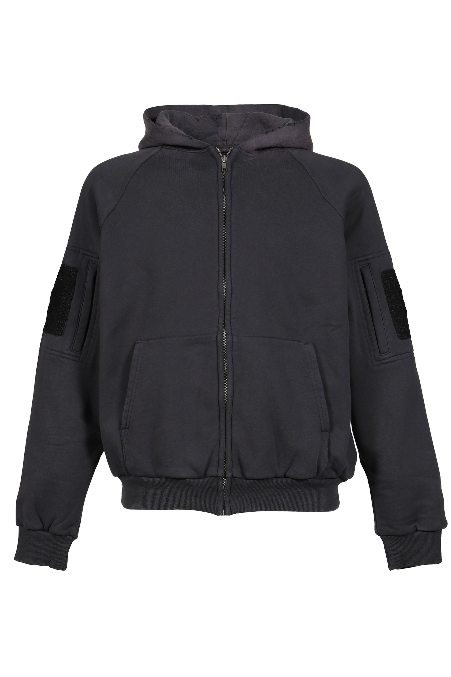 WAFFLE LINED HOODIE / BLK
