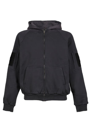 WAFFLE LINED HOODIE / BLK