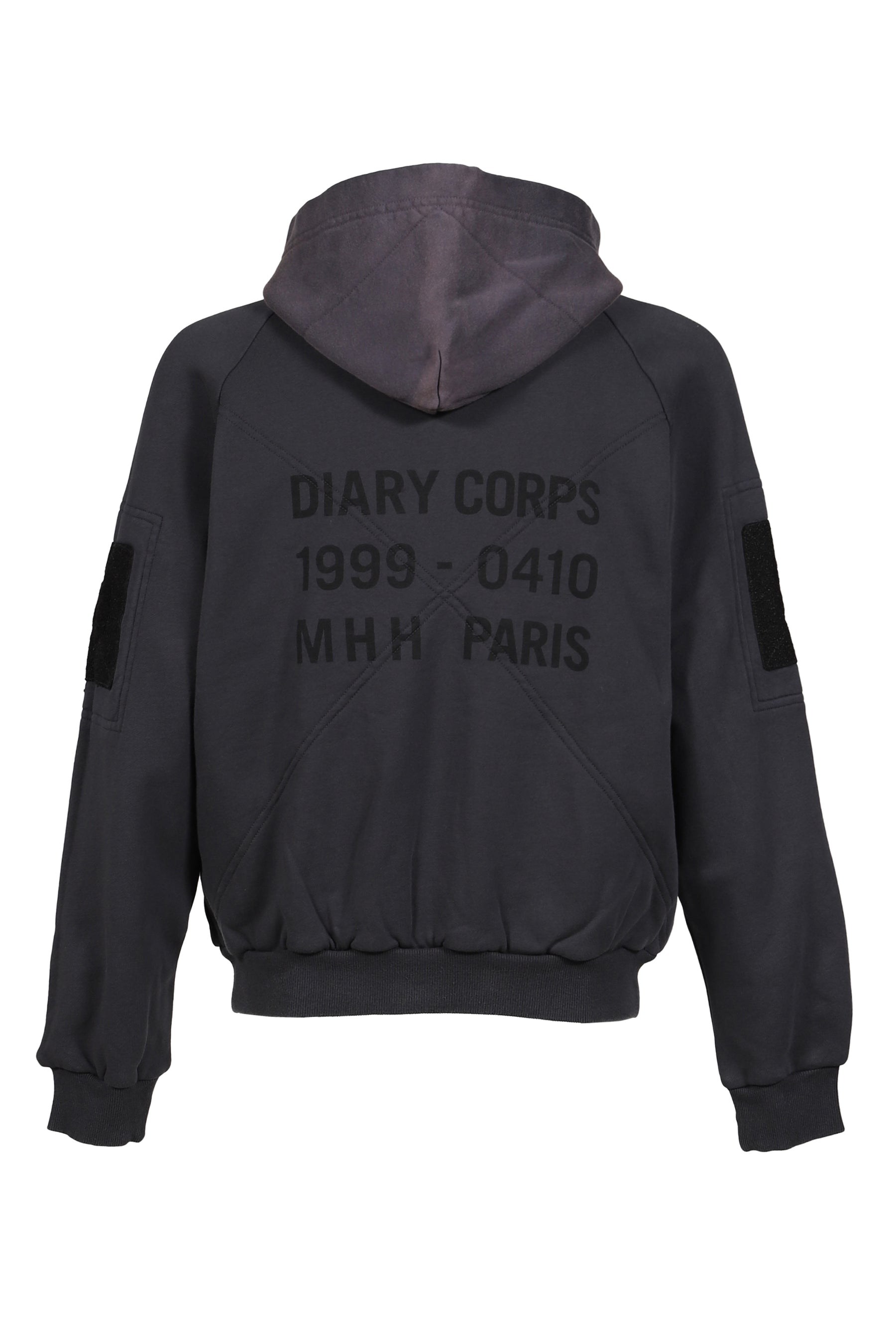WAFFLE LINED HOODIE / BLK