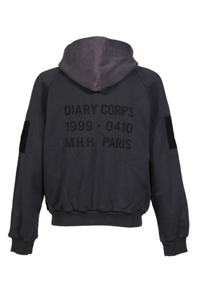 WAFFLE LINED HOODIE / BLK