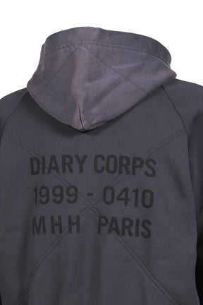 WAFFLE LINED HOODIE / BLK