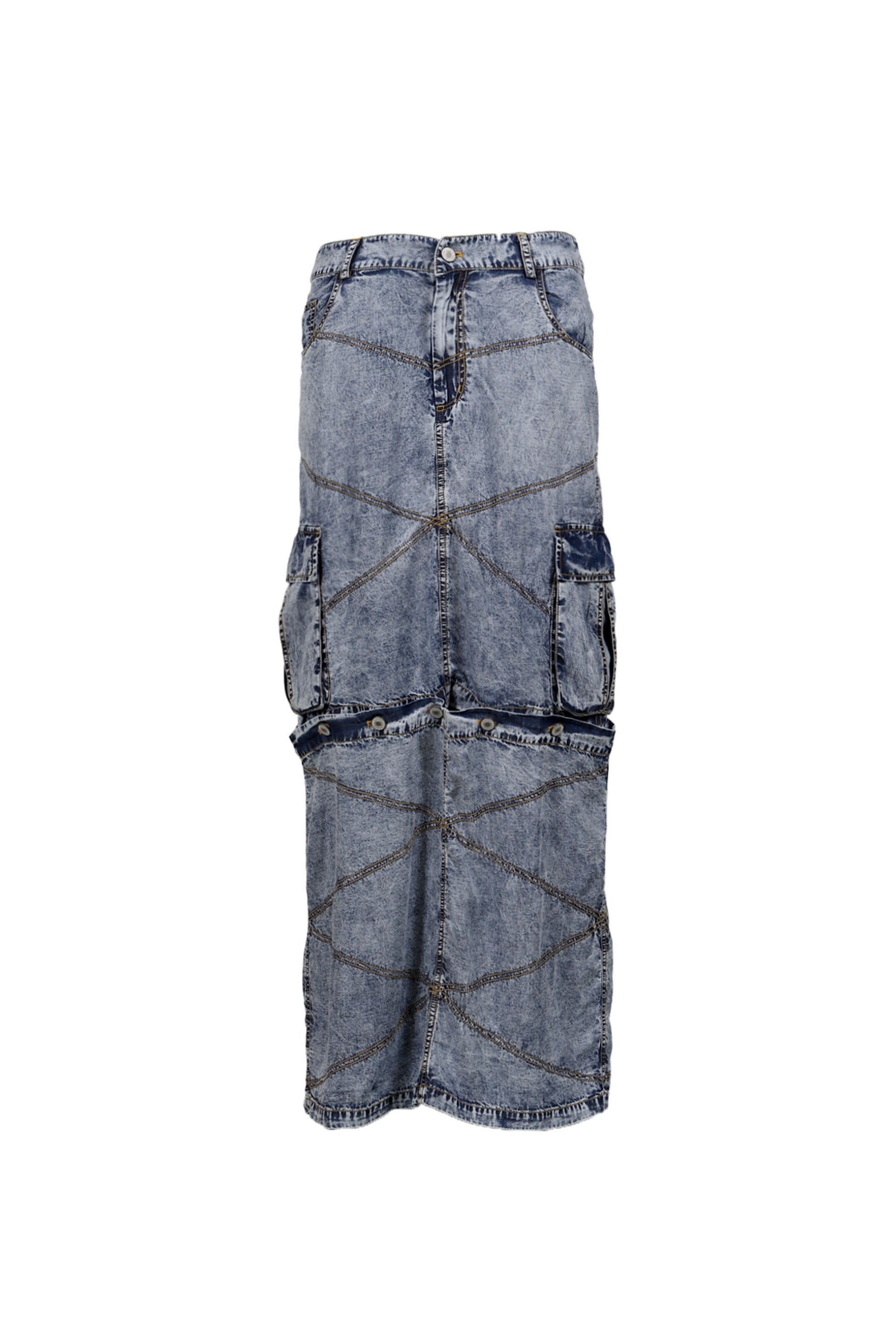 YUEQI QI STONEWASHED CONVERTIBLE SKIRT / BLU