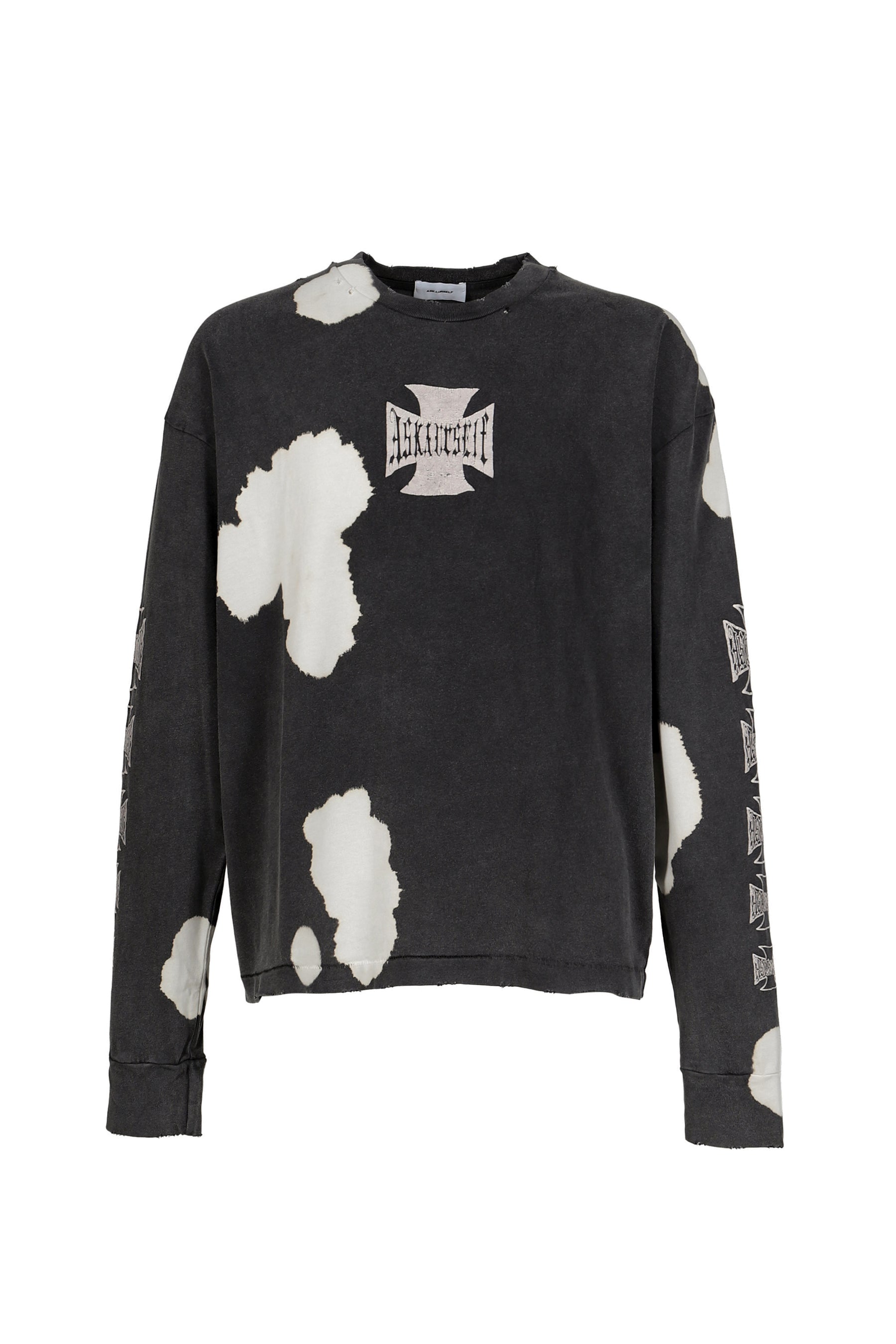 VINTAGE BLEACHED CROSS LS / BLK