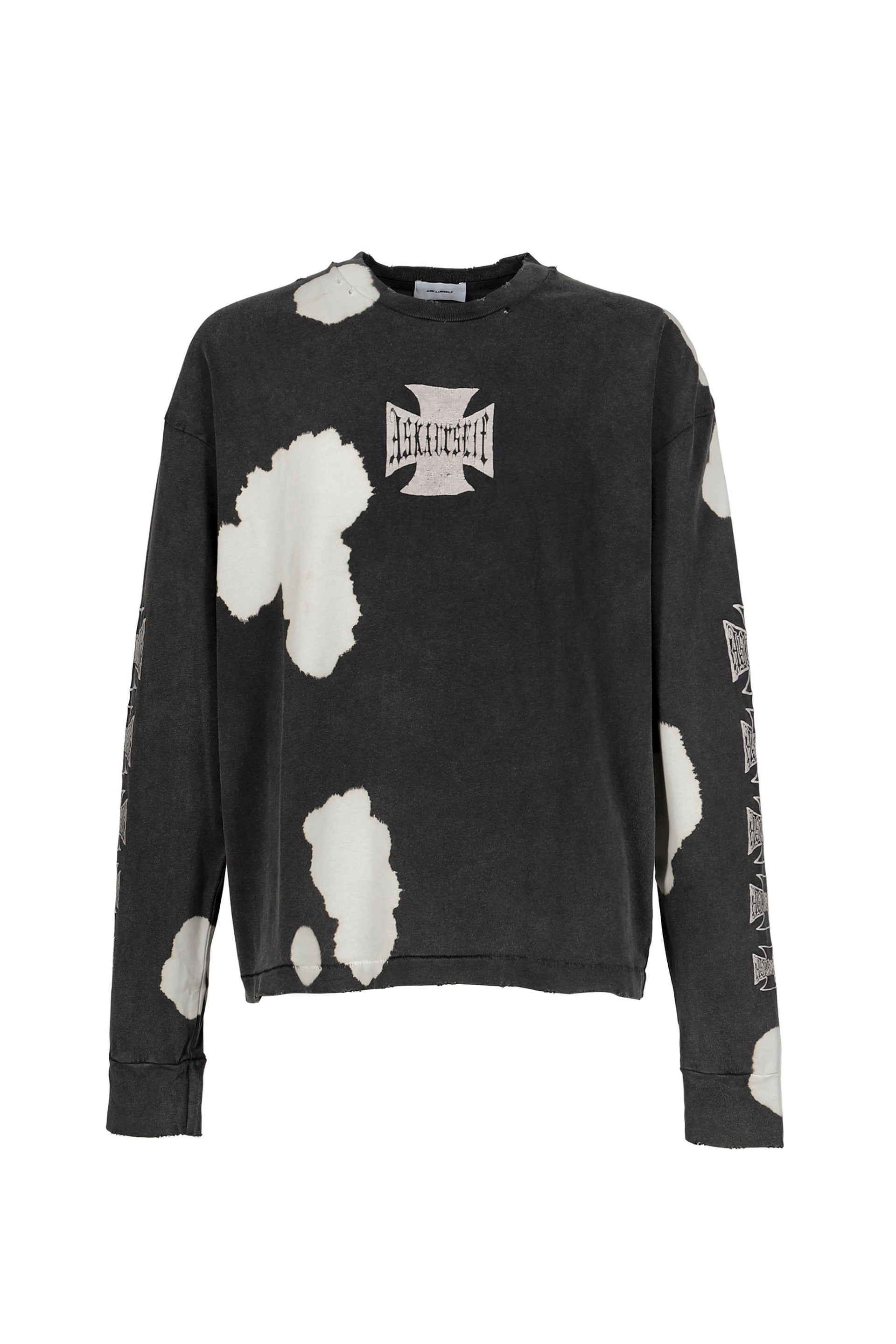 VINTAGE BLEACHED CROSS LS / BLK