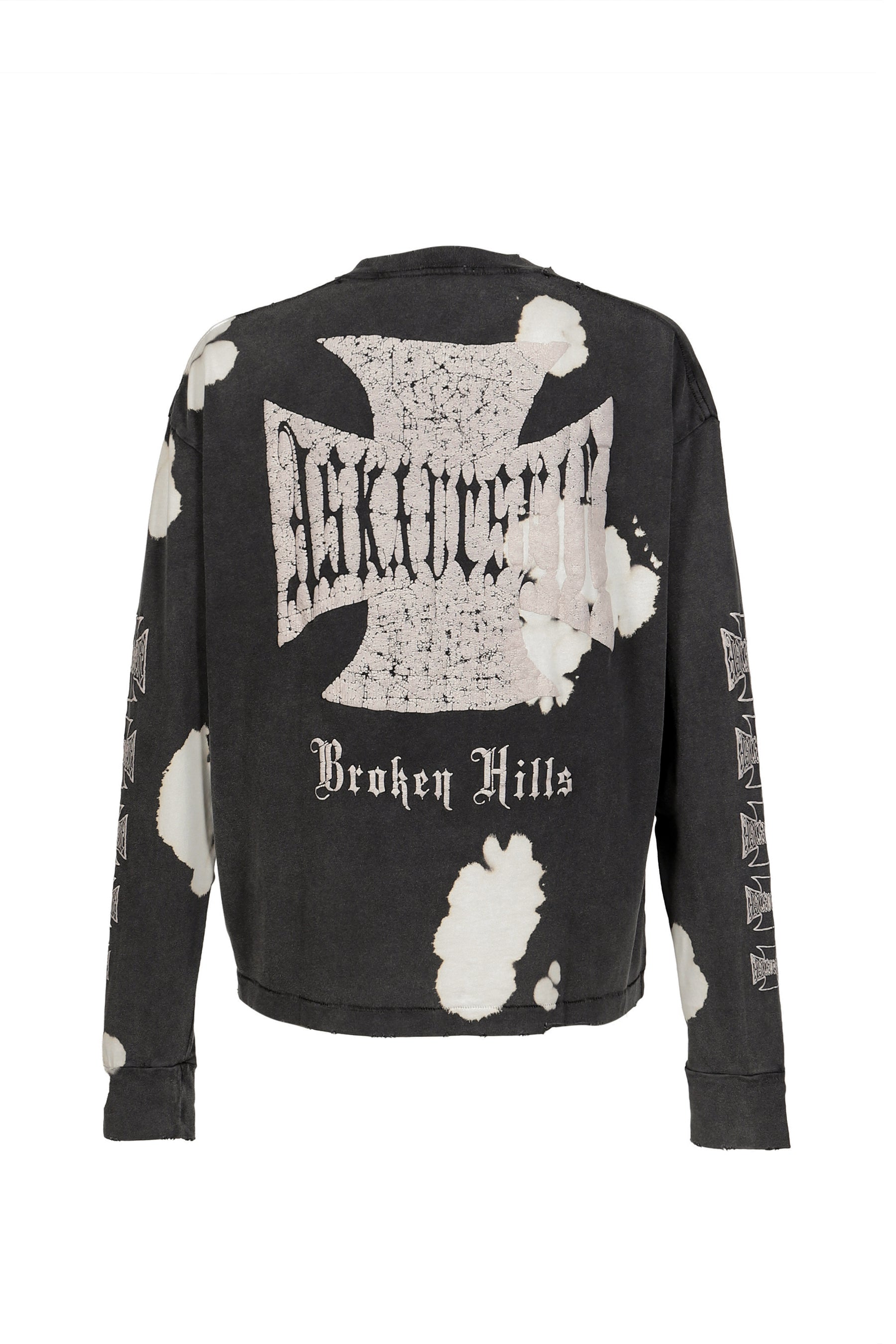 VINTAGE BLEACHED CROSS LS / BLK