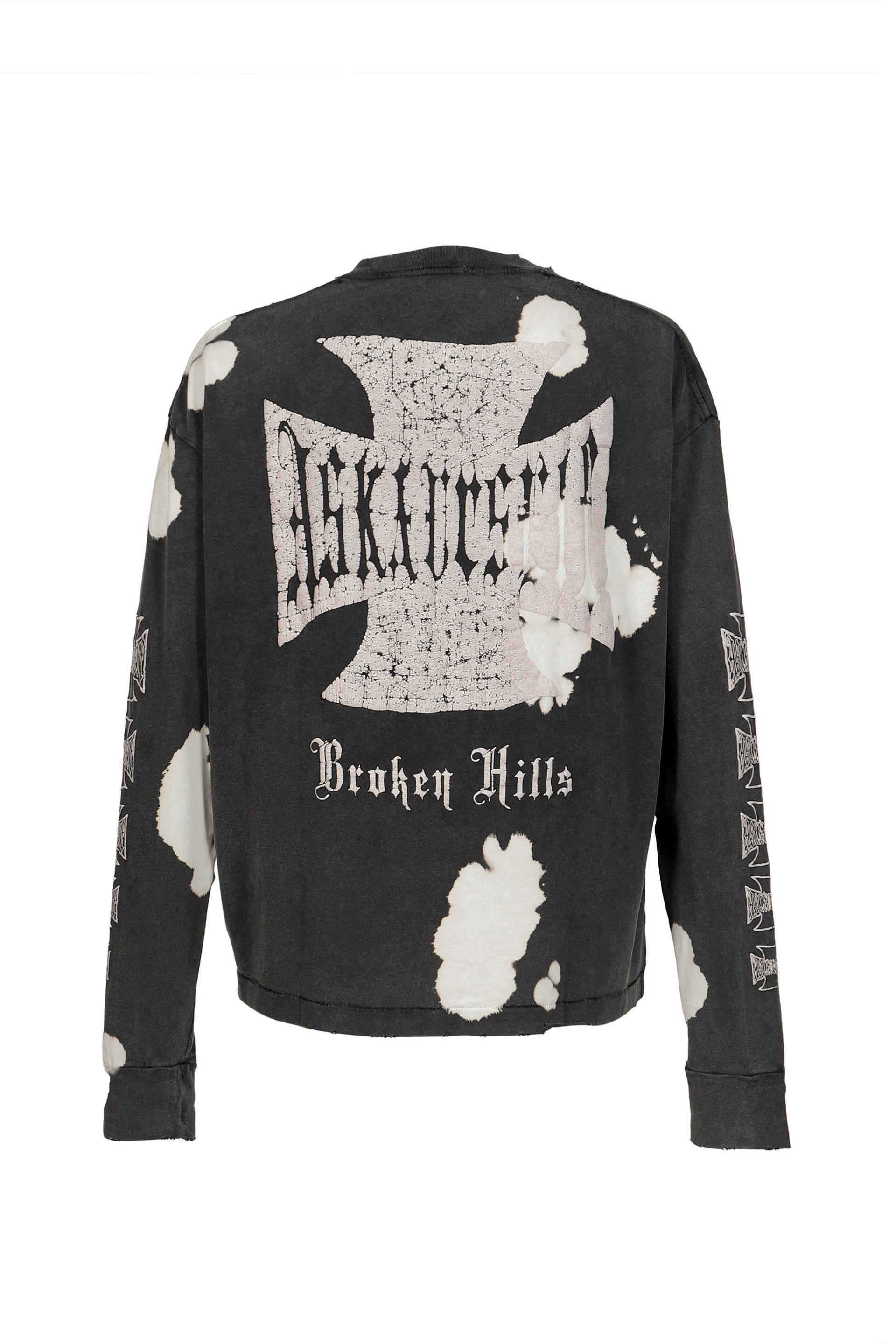 VINTAGE BLEACHED CROSS LS / BLK