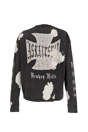 VINTAGE BLEACHED CROSS LS / BLK