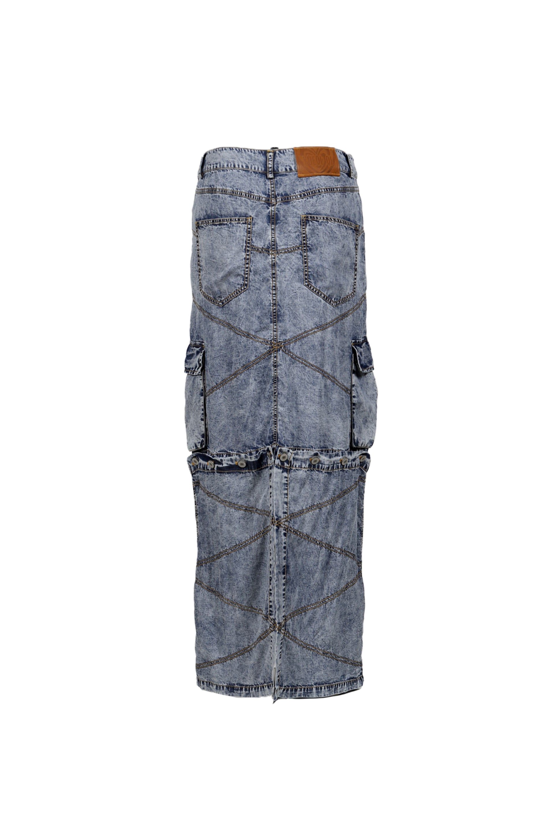 YUEQI QI STONEWASHED CONVERTIBLE SKIRT / BLU