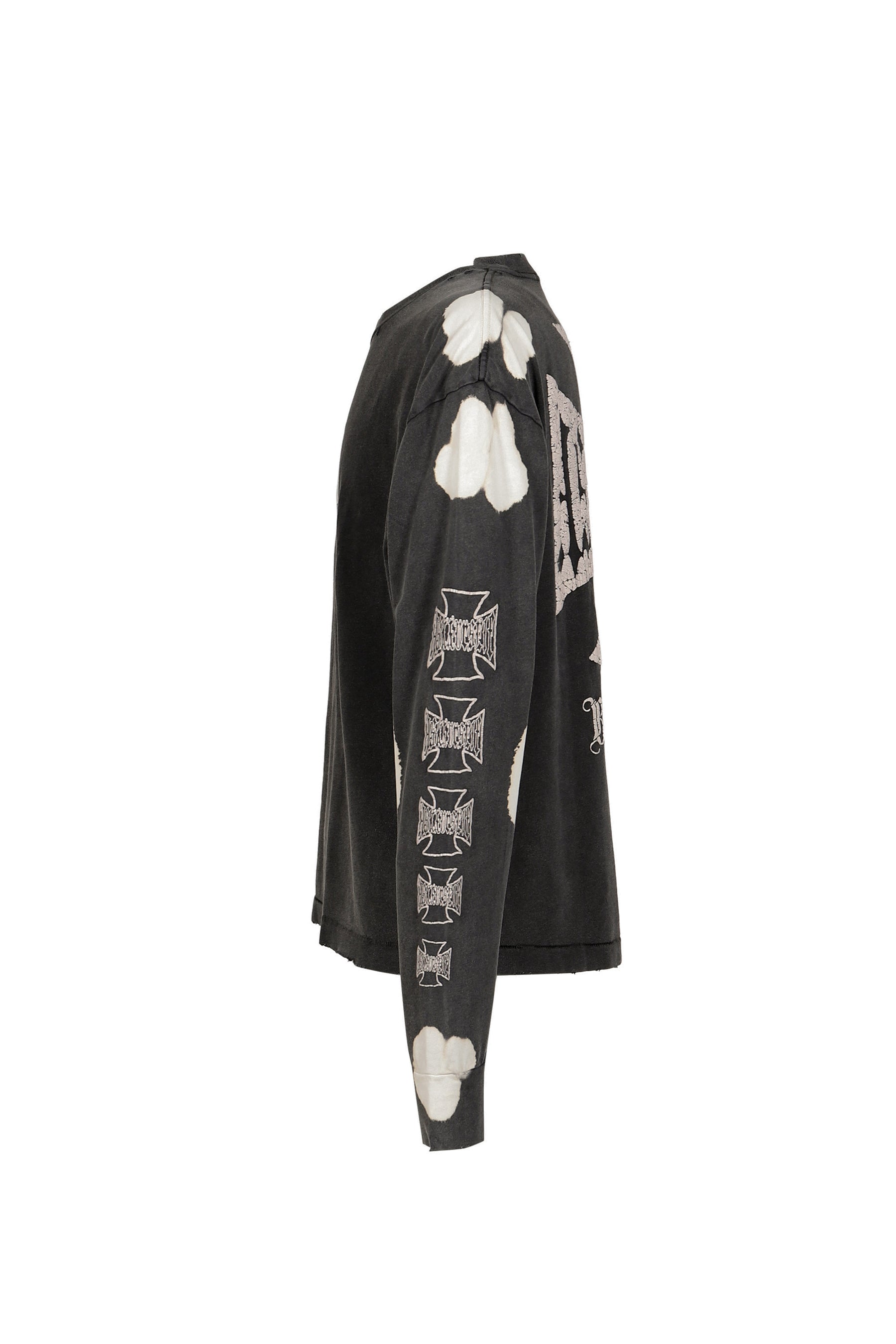 VINTAGE BLEACHED CROSS LS / BLK