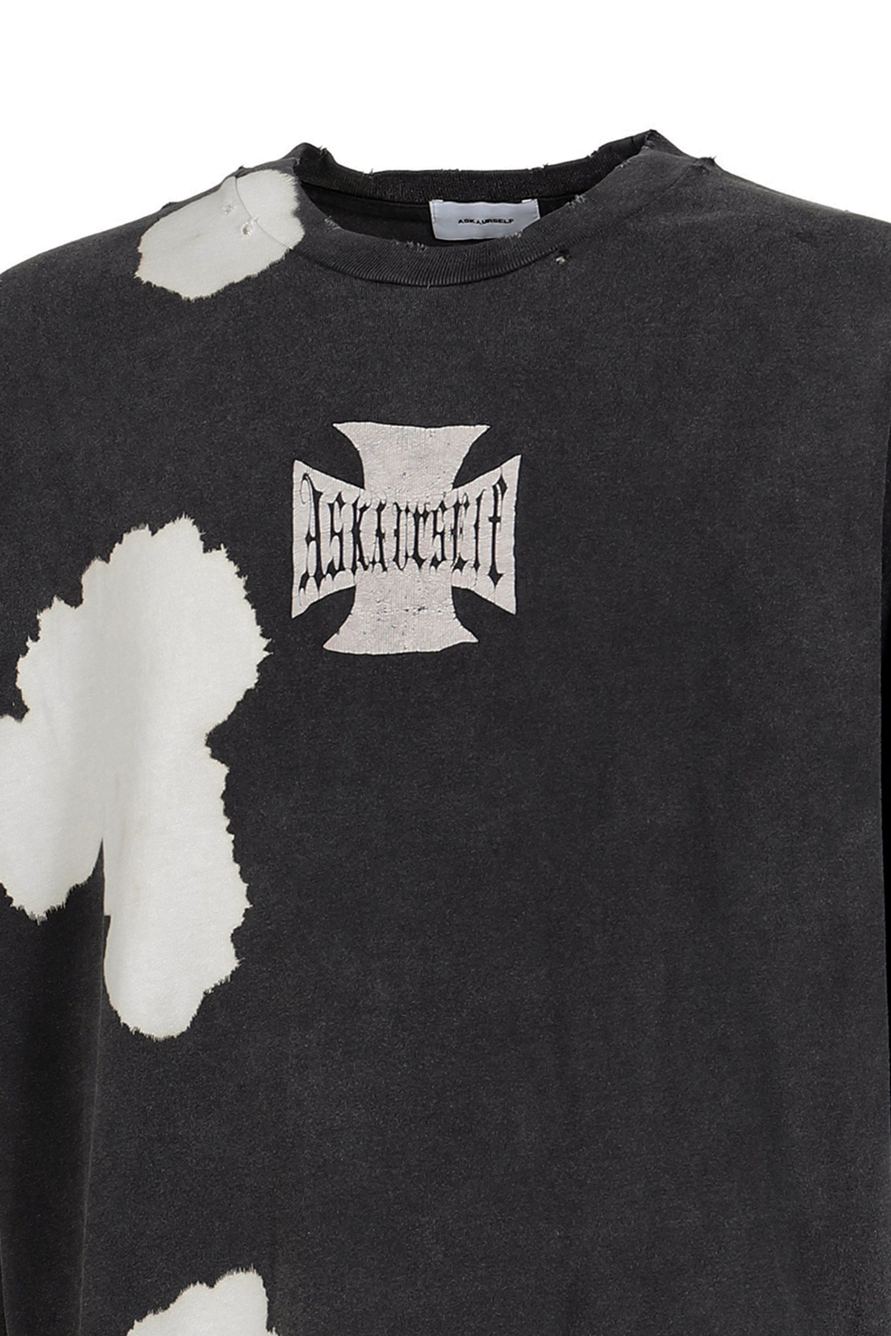 VINTAGE BLEACHED CROSS LS / BLK