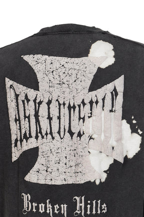 VINTAGE BLEACHED CROSS LS / BLK