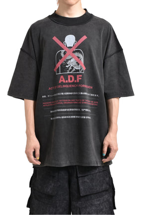 T-SHIRT WASHED BLACK 'FORBIDDEN' / WASH BLK