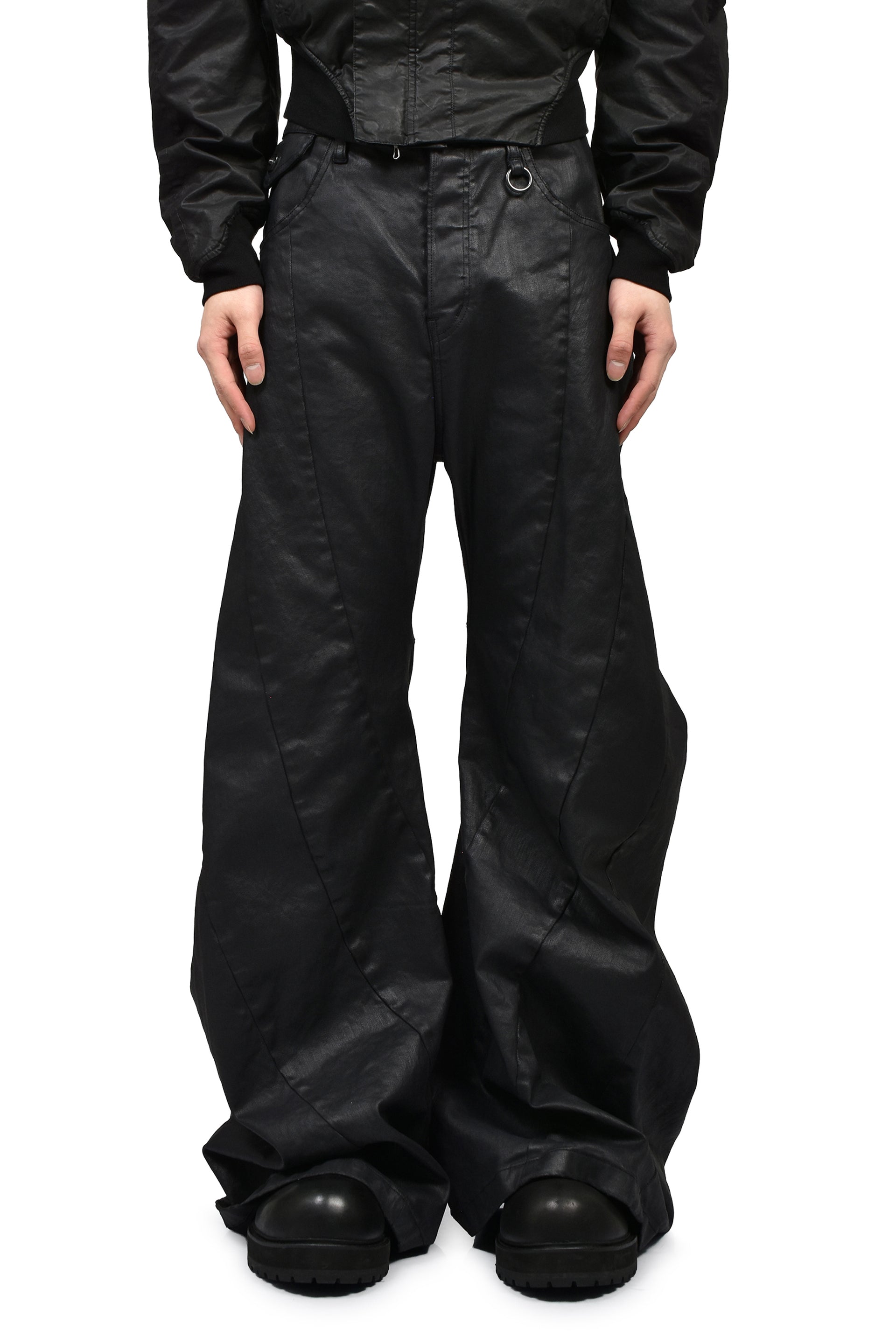 10oz COATED STRETCH DENIM PANTS / BLK