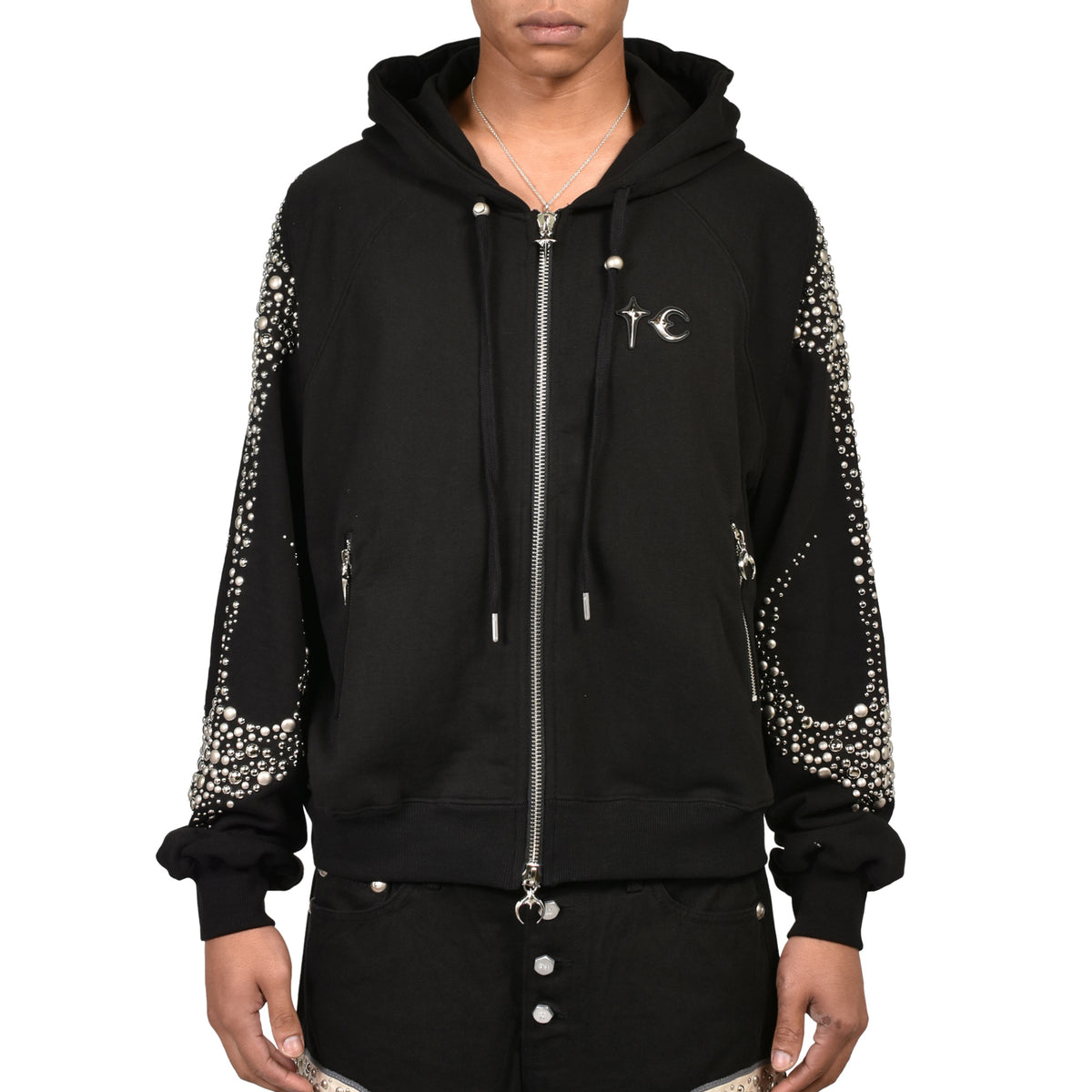 Thug Club サグクラブ FW26 IRON STEEL FOCUS ZIP-UP HOODIE / BLK