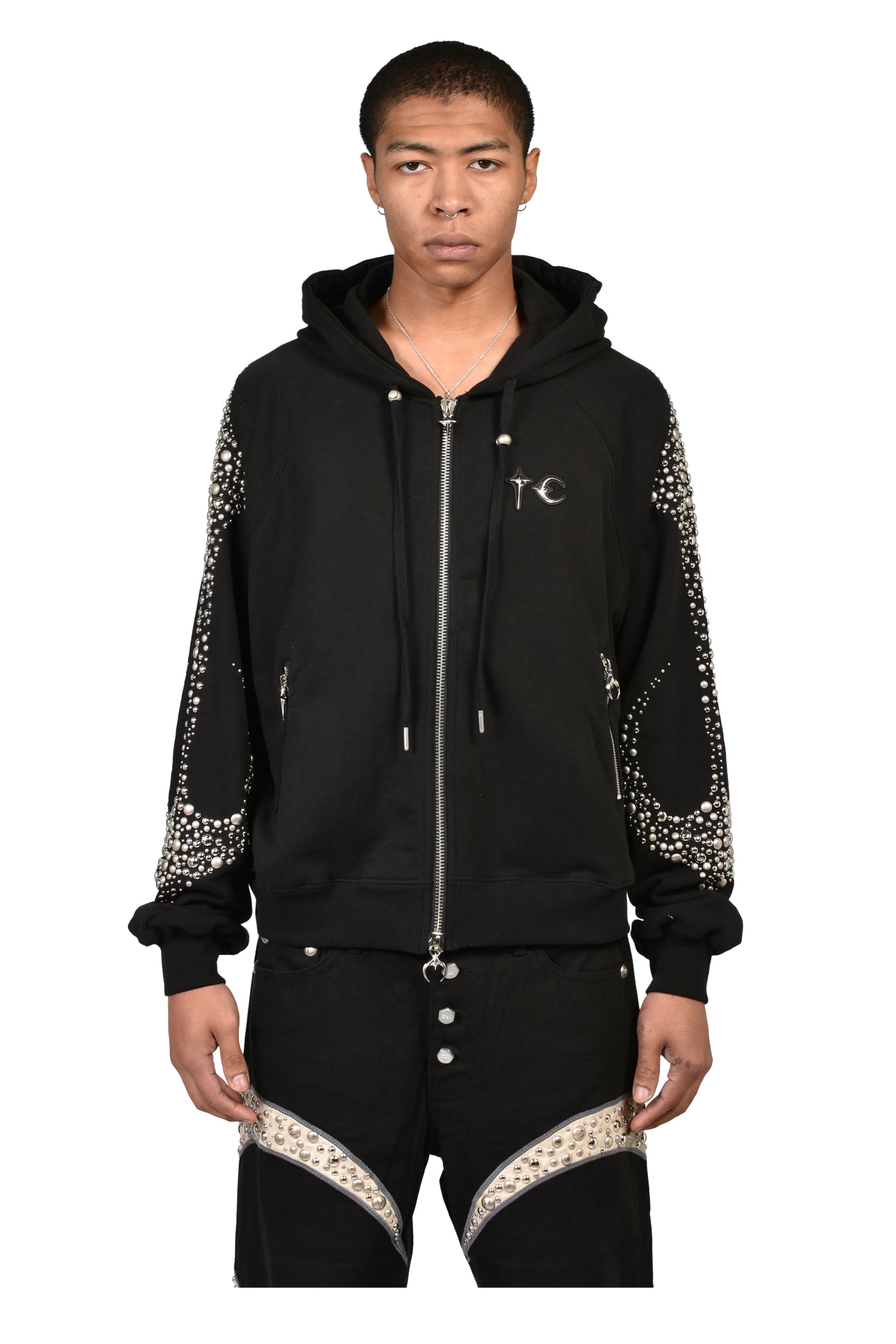 IRON STEEL FOCUS ZIP-UP HOODIE / BLK