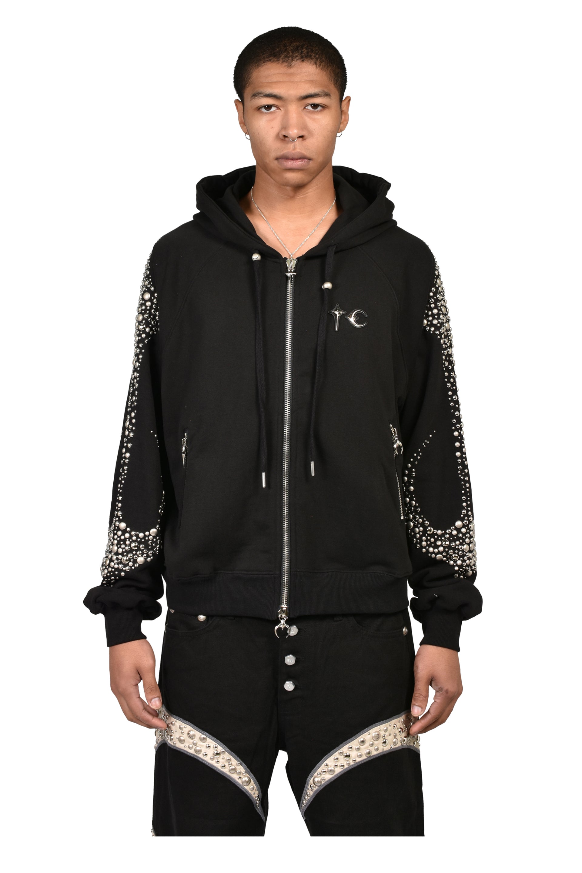 IRON STEEL FOCUS ZIP-UP HOODIE / BLK