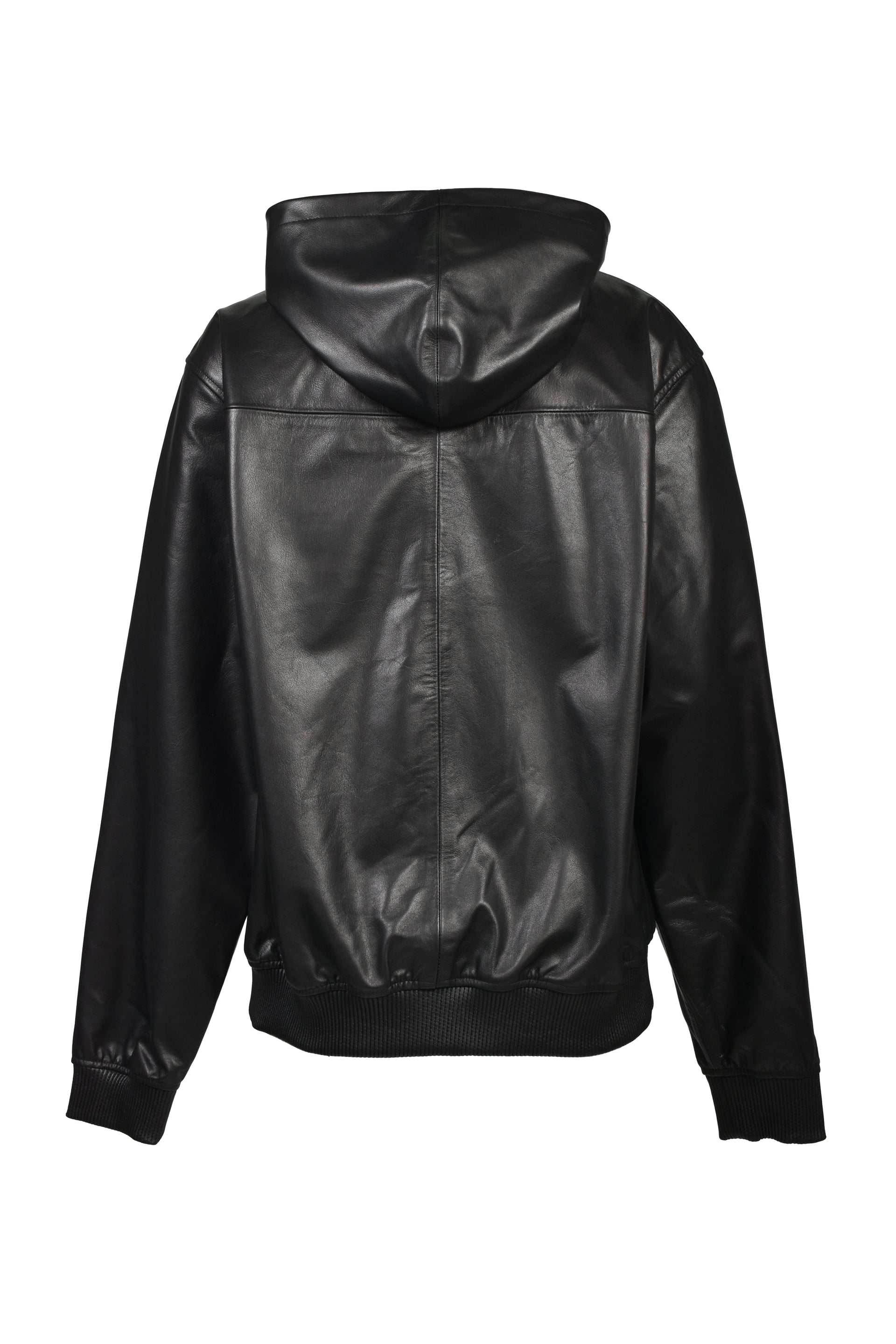 LEATHER HOODIE / BLK