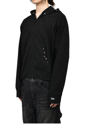 CAPPY STUD HOODIE ZIP-UP / BLK 
