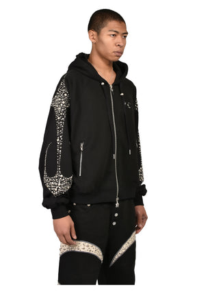 IRON STEEL FOCUS ZIP-UP HOODIE / BLK
