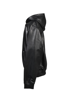 LEATHER HOODIE / BLK