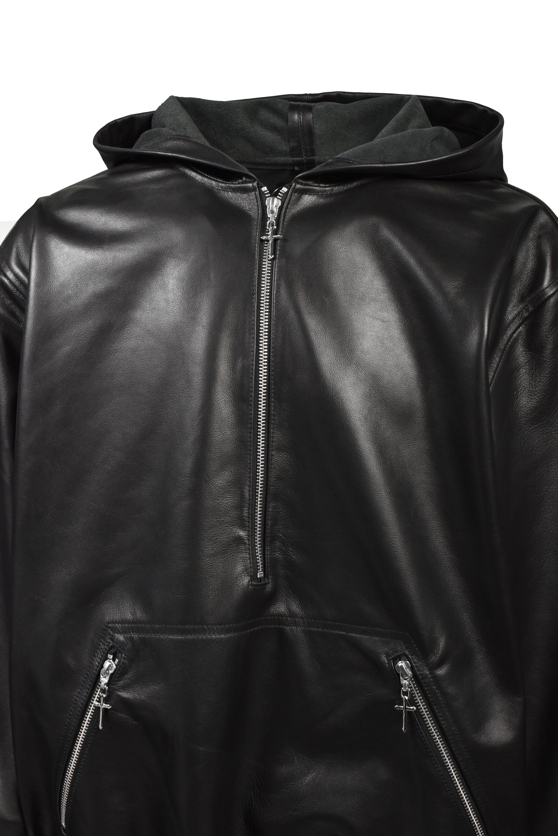 LAST NEST ラストネスト SS26 LEATHER HOODIE / BLK - NUBIAN ヌビアン
