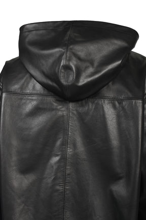 LEATHER HOODIE / BLK
