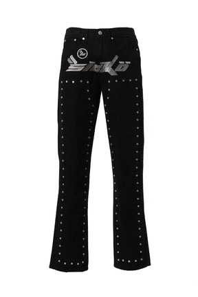 DOUBLE KNEE STUDDED PANTS / BLK