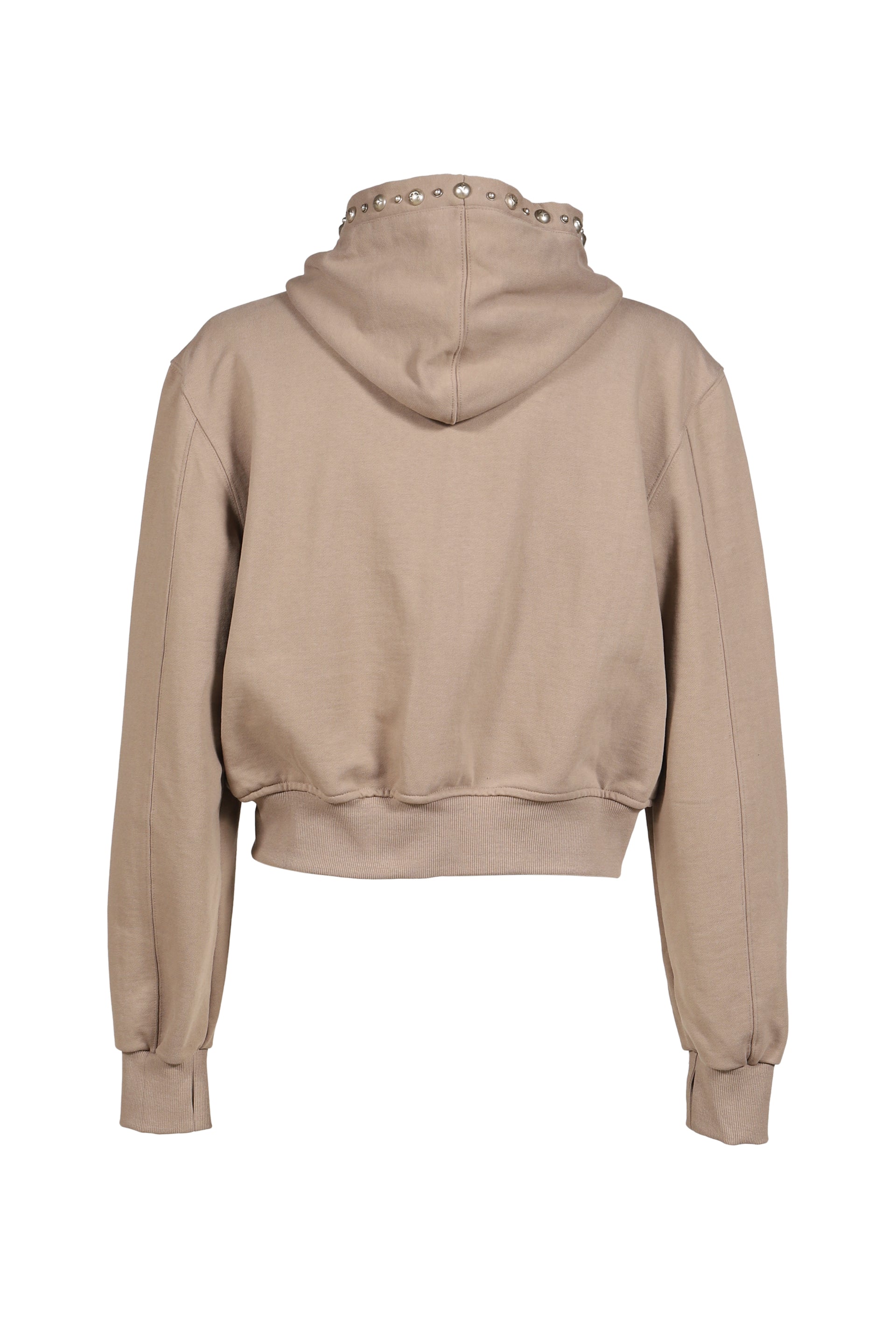 TC STUDDED LINE CROPPED ZIP-UP HOODIE / BEI