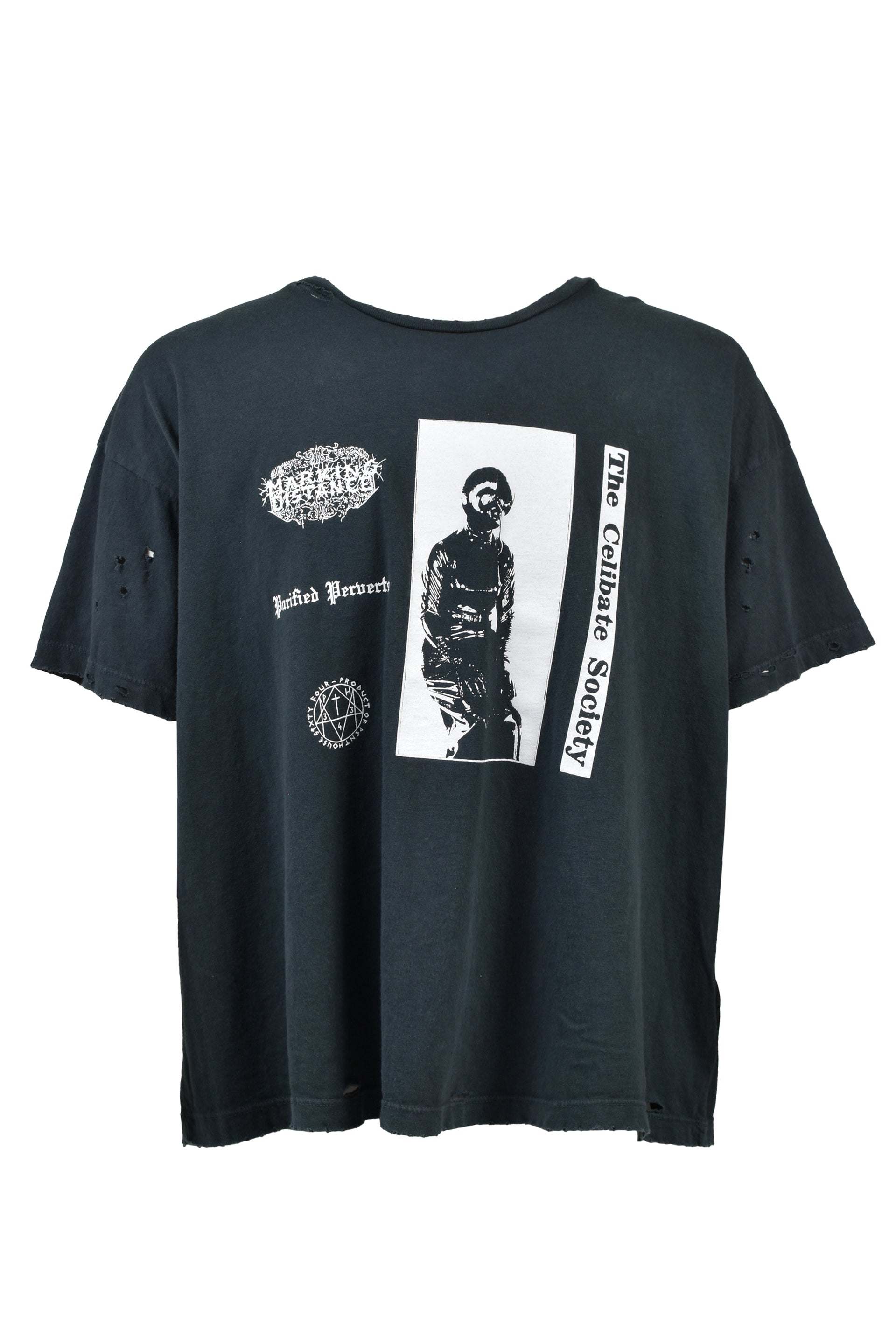 DISTRESSED ADDICT TEE / ASH BLK