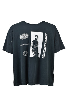 DISTRESSED ADDICT TEE / ASH BLK